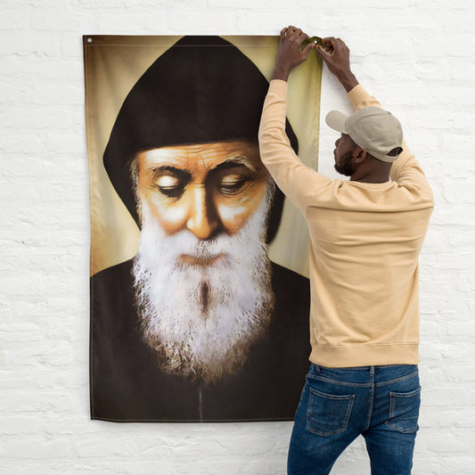 St Charbel Vertical Flag ✠ 34½ x 56 inches (87.6x142.2 cm)