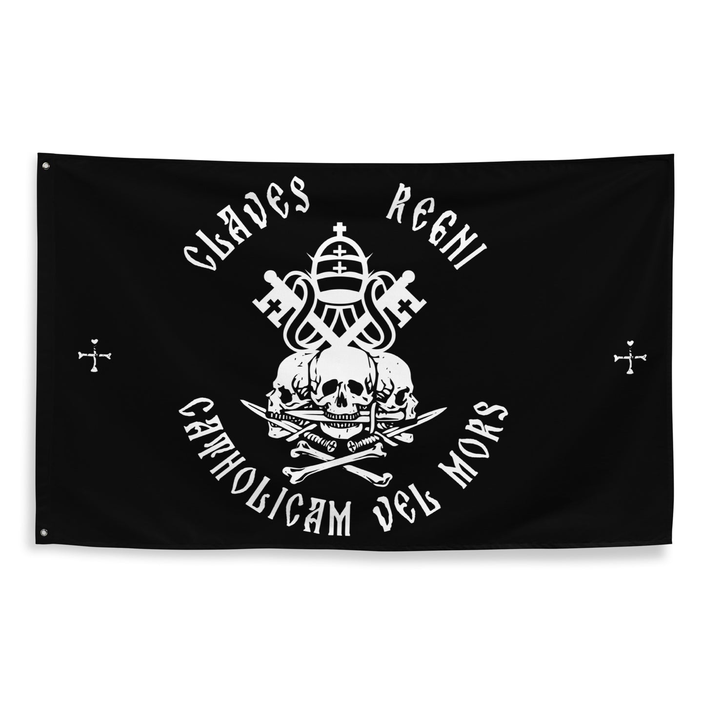 CLAVES REGNI CATHOLICAM VEL MORS - Flag The keys of the Kingdom - Catholic or death  - 34½ x 56 inches (87.6x142.2 cm)