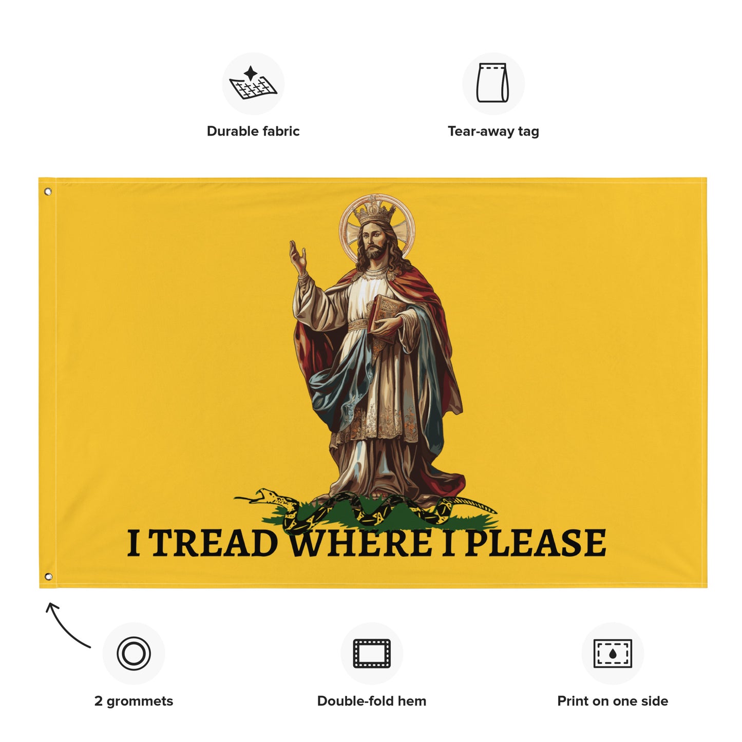 Christ Our King - I TREAD WHERE I PLEASE  Flag Horizontal  - 34½ x 56 inches (87.6x142.2 cm)