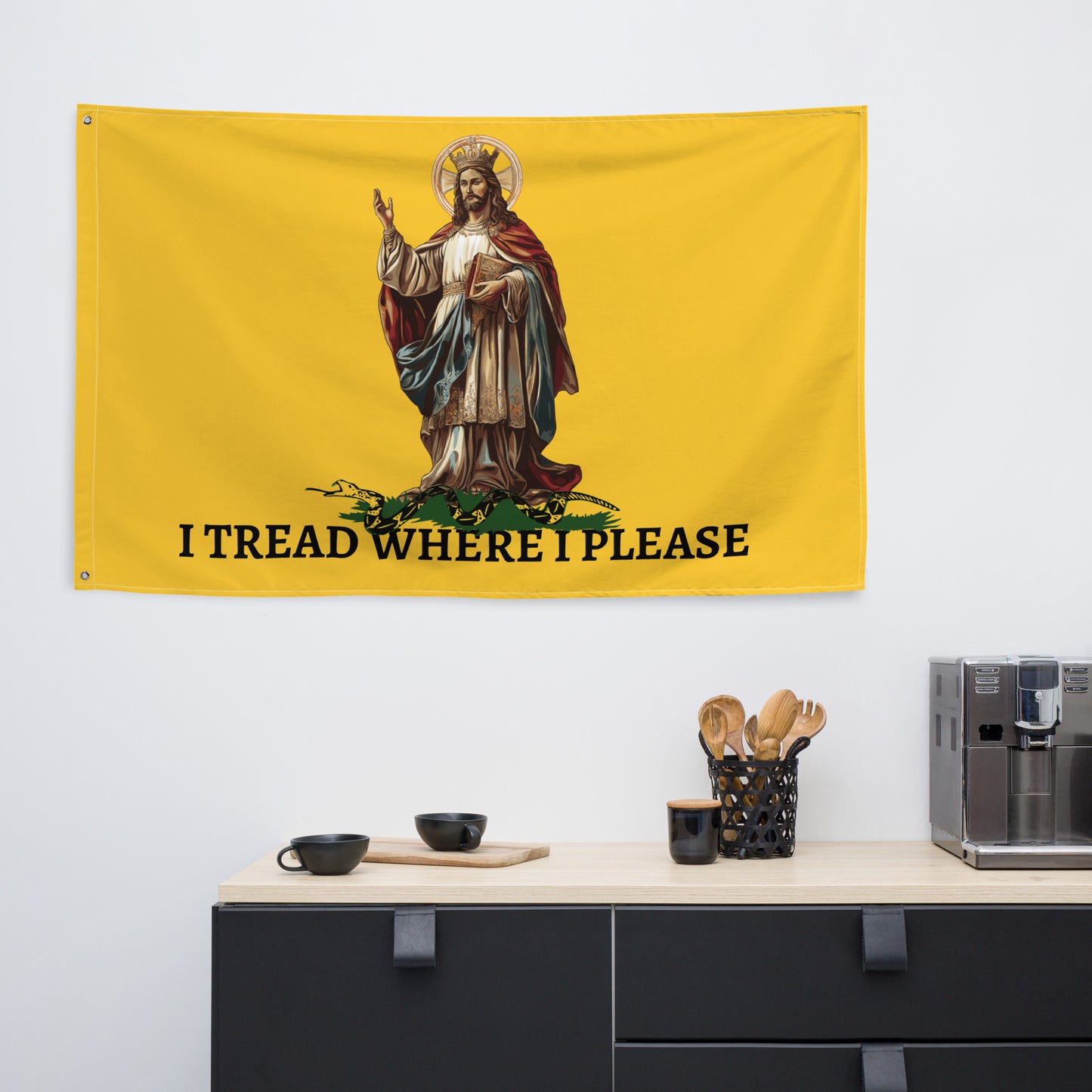 Christ Our King - I TREAD WHERE I PLEASE  Flag Horizontal  - 34½ x 56 inches (87.6x142.2 cm)