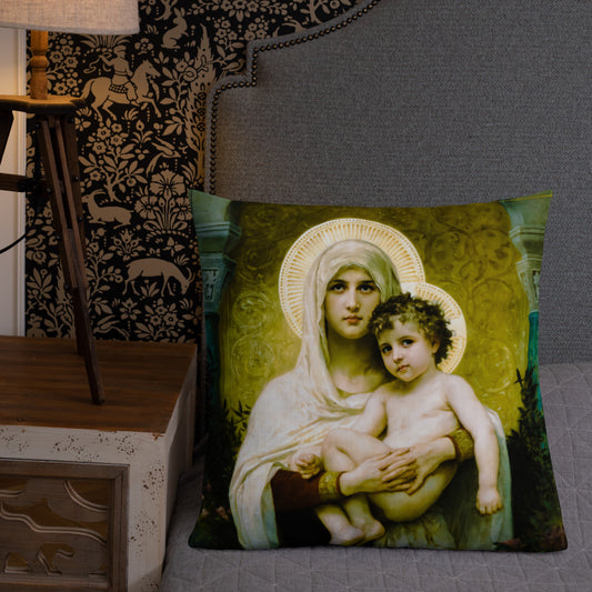The Madonna of the Roses (Bouguereau) Premium Pillow