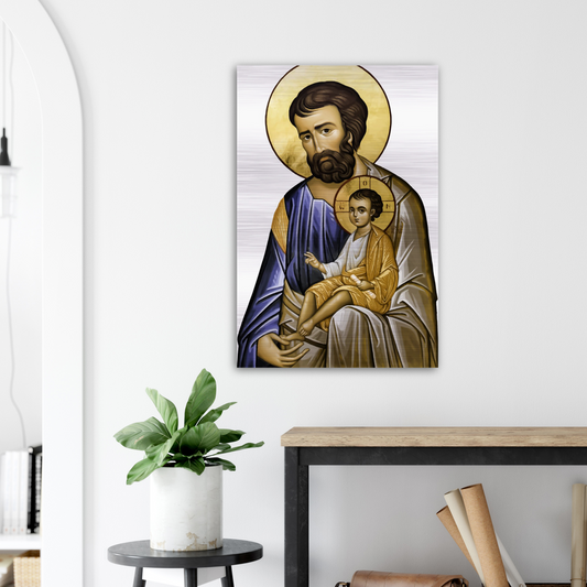Saint Joseph and Divine Child - Brushed #Aluminum #Icon #MetallicICon #AluminumIcon
