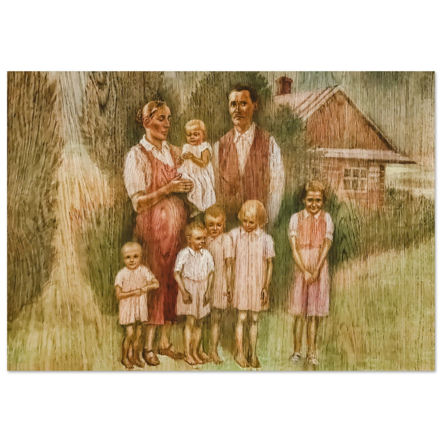 Family Ulma Samaritans from Markowa Wood Prints ikona Rodzina Ulmów