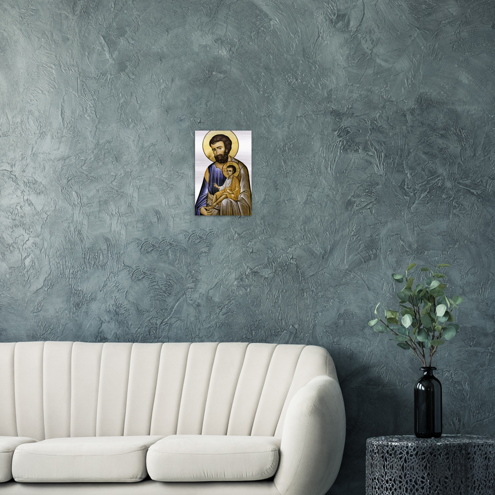 St Joseph and Divine Child - Brushed Aluminum Print