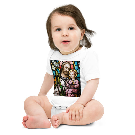 St Joseph with Jesus, the Divine Child - Baby short sleeve one piece