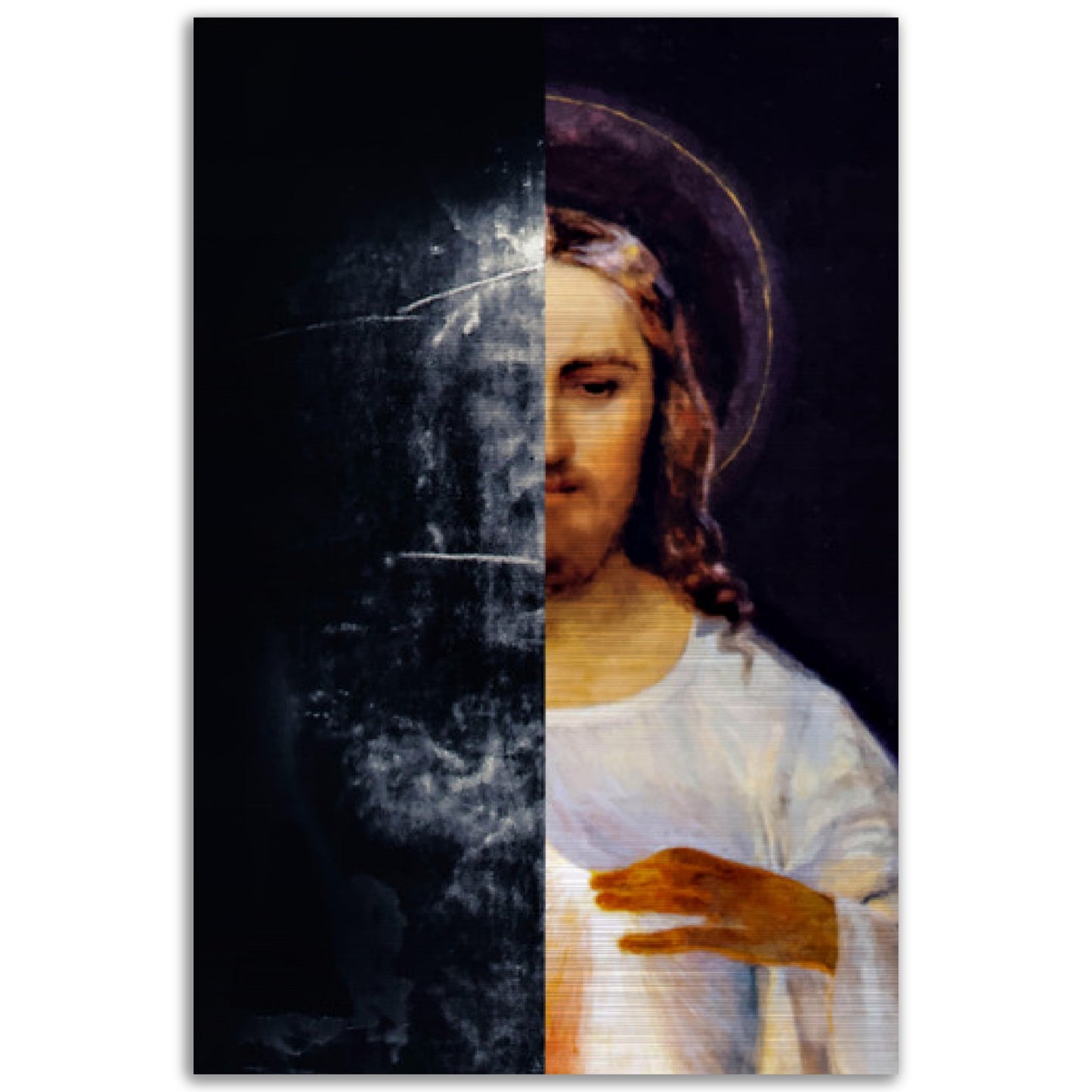 Divine Mercy and the Shroud of Turin Brushed Aluminum Icon