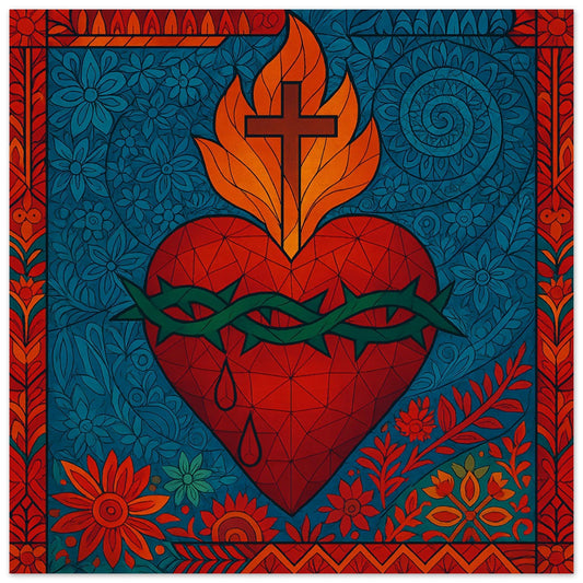 Pearl Print - Contemporary Sacred Heart of Jesus Icon