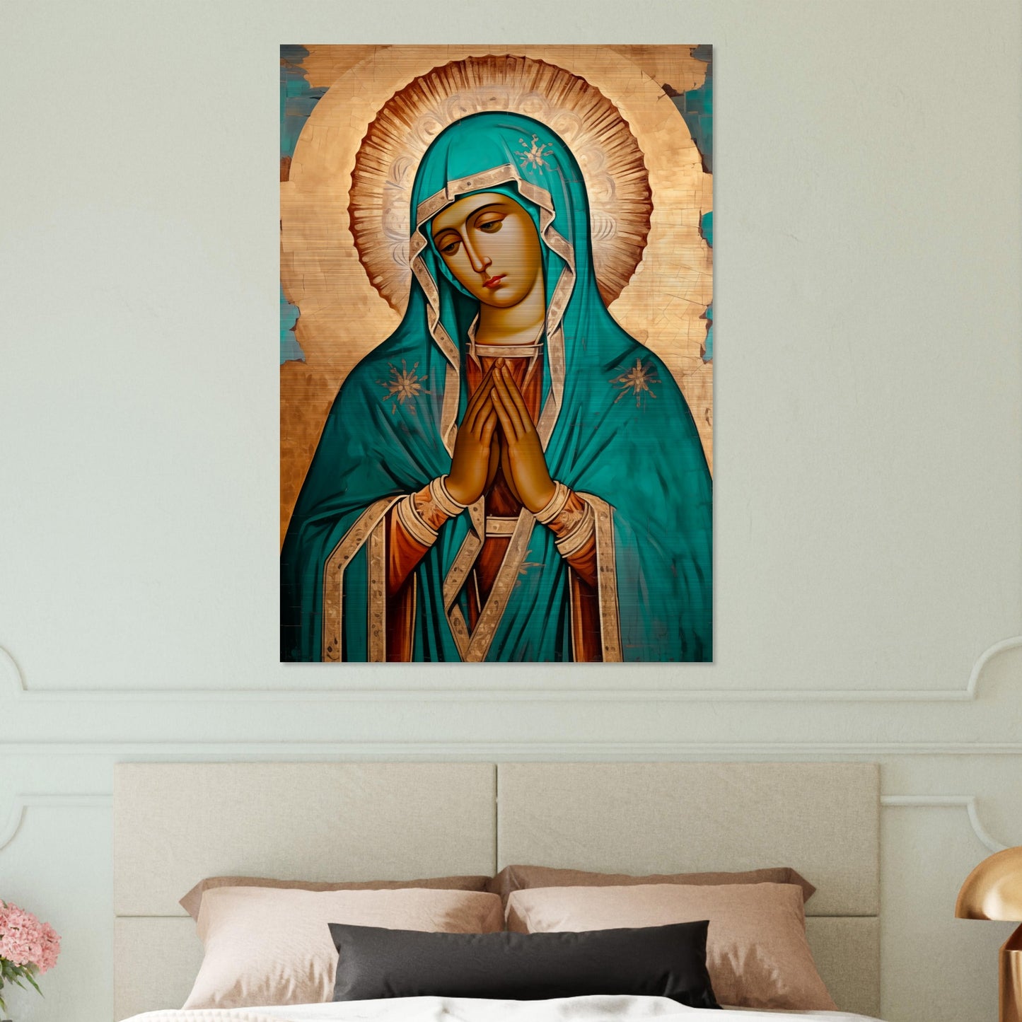 Our Lady of Guadalupe Easternized Theotokos Icon Brushed Aluminum наша леди Гваделупская (Gvadelupskaya)