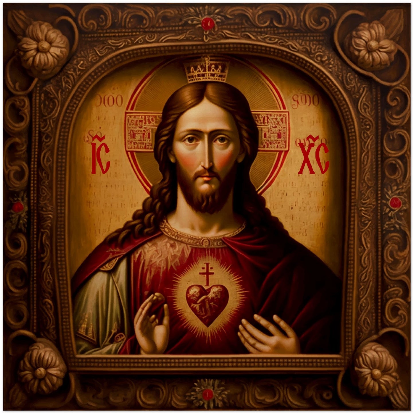 Jesus Christ the King of our Hearts ☩ Wood Print Icon