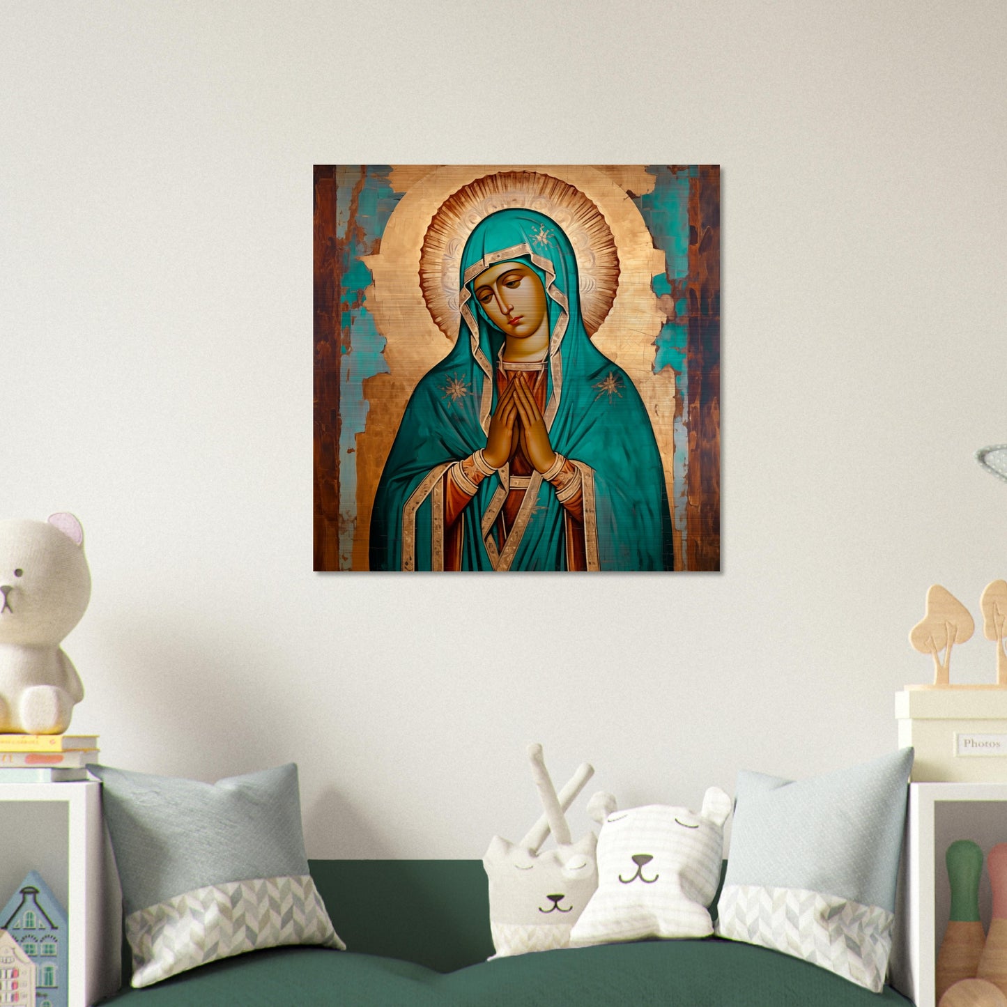 Our Lady of Guadalupe Easternized Theotokos Icon Brushed Aluminum наша леди Гваделупская (Gvadelupskaya)