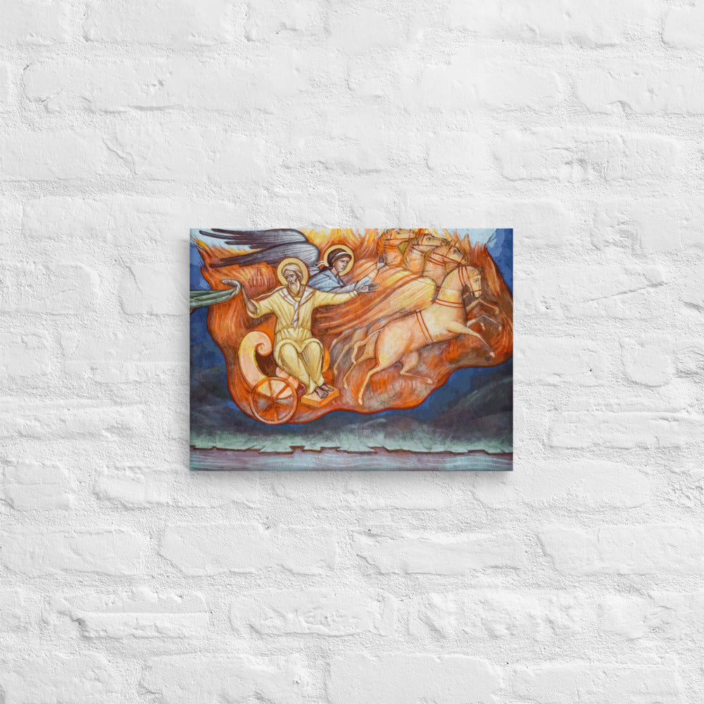 Elijah ascending in the fiery chariot #Canvas