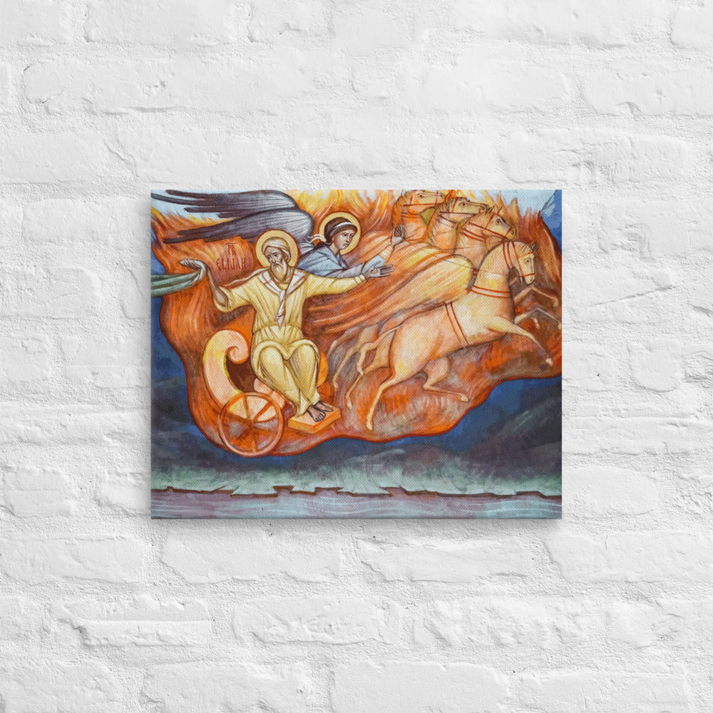 Elijah ascending in the fiery chariot #Canvas