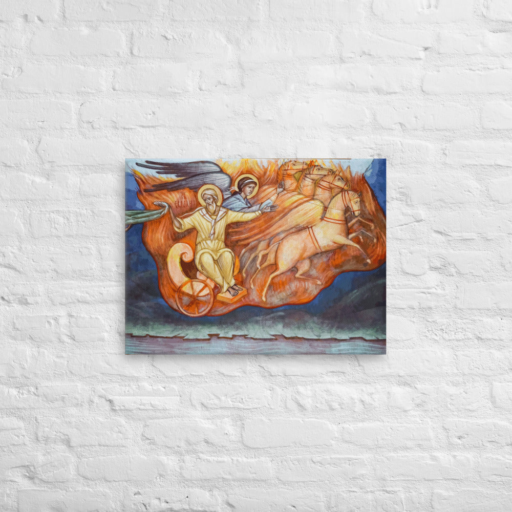 Elijah ascending in the fiery chariot #Canvas