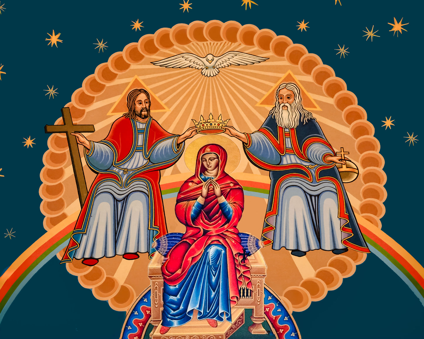 The crowning of Mary as Queen of all creation Wood Icons