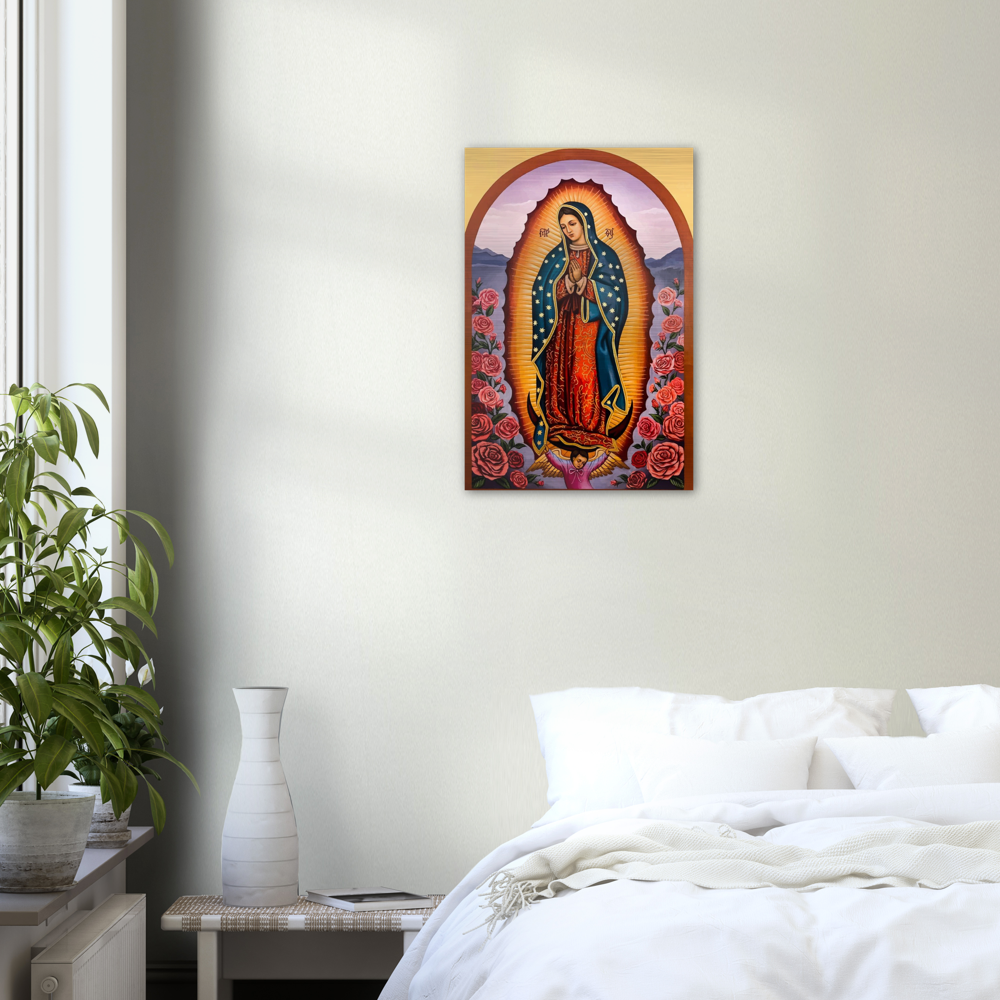 Our Lady of Guadalupe Byzantine Icon ✠ Brushed #Aluminum #MetallicIcon #AluminumPrint