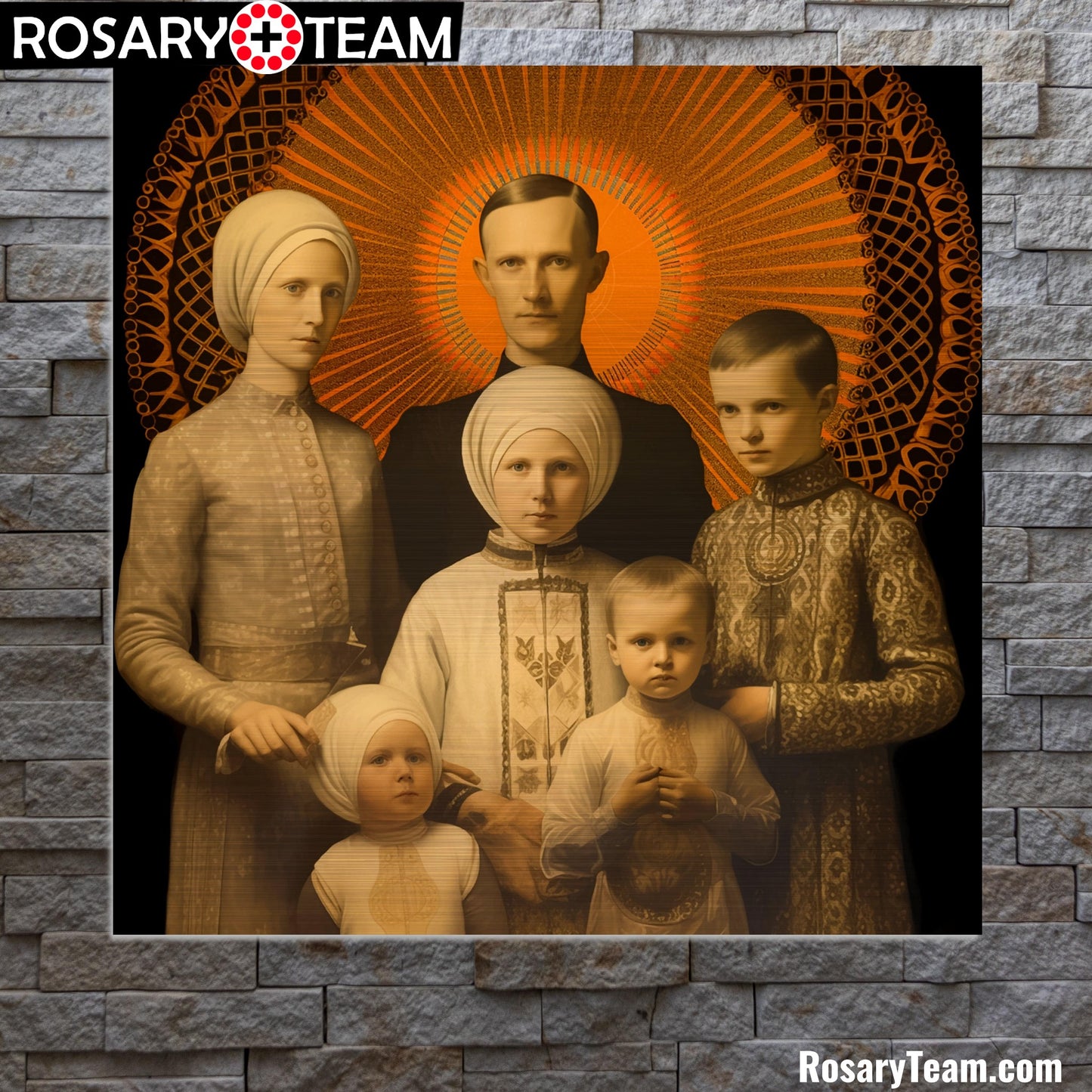 Family of Józef and Wiktoria Ulma icon - Brushed Aluminum - Catolic Polish