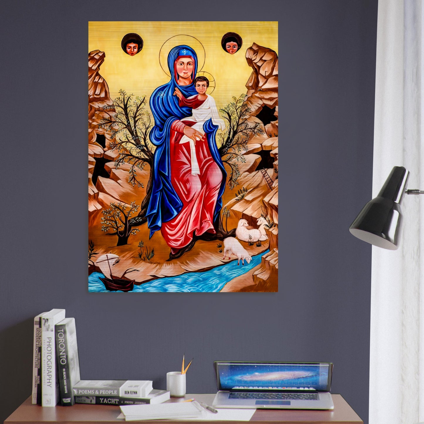 Holy Mountain of Lebanon Our Lady of Elige Icon - Brushed Aluminum