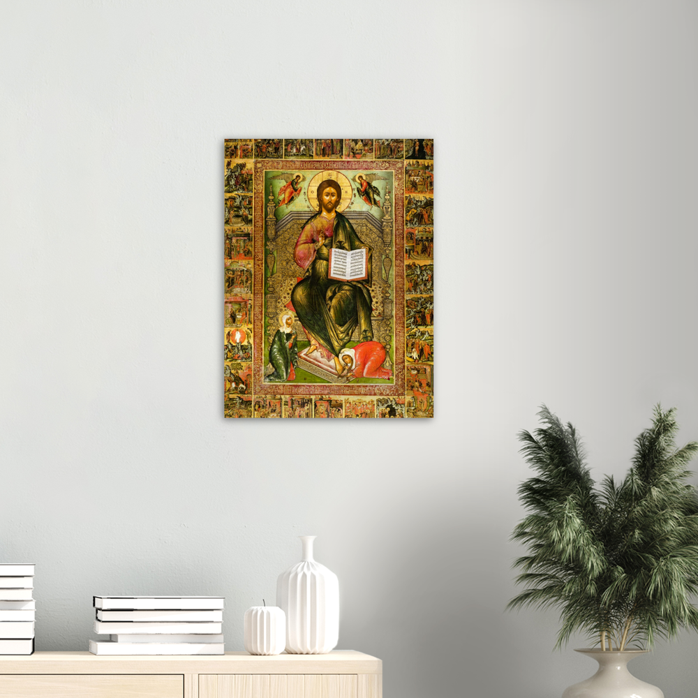 Icon of Christ Enthroned ✠ Brushed #Aluminum #MetallicIcon #AluminumPrint