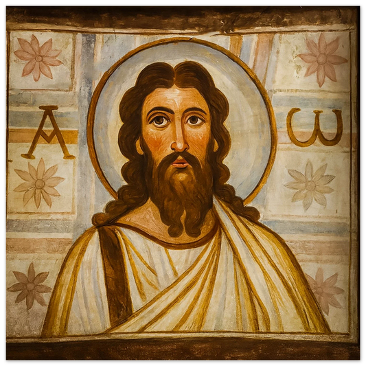 Pearl Print - Christ icon based on artwork of Jesus at the catacomb of Commodilla