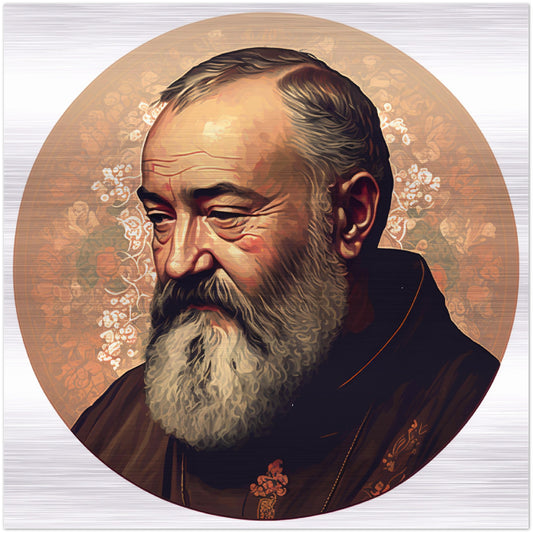 Our Friend, Padre Pio ✠ Brushed Aluminum Icon