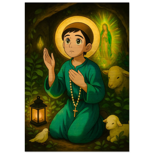 Pearl Print - St Charbel as Child praying in his cave - Icon for children classroom or bedroom