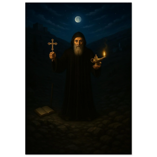 Pearl Print - Saint Sharbel the holy monk whose dead body radiated white light Icon