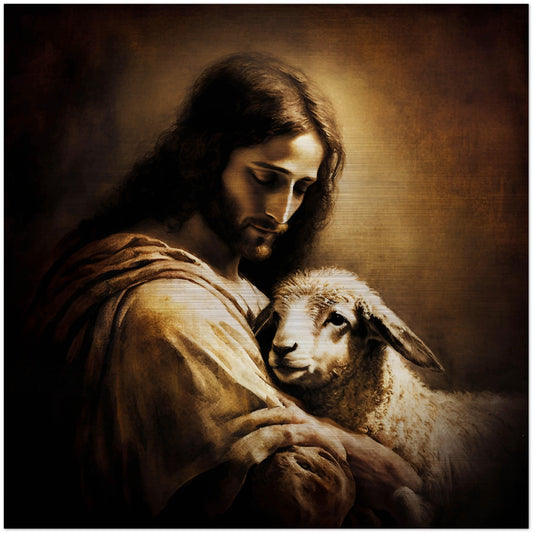 Gentle Jesus, Good Shepherd - Brushed Aluminum Icon