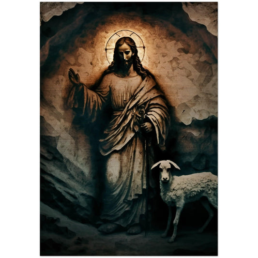 Jesus the Good Shepherd ✠ Brushed Aluminum Icon