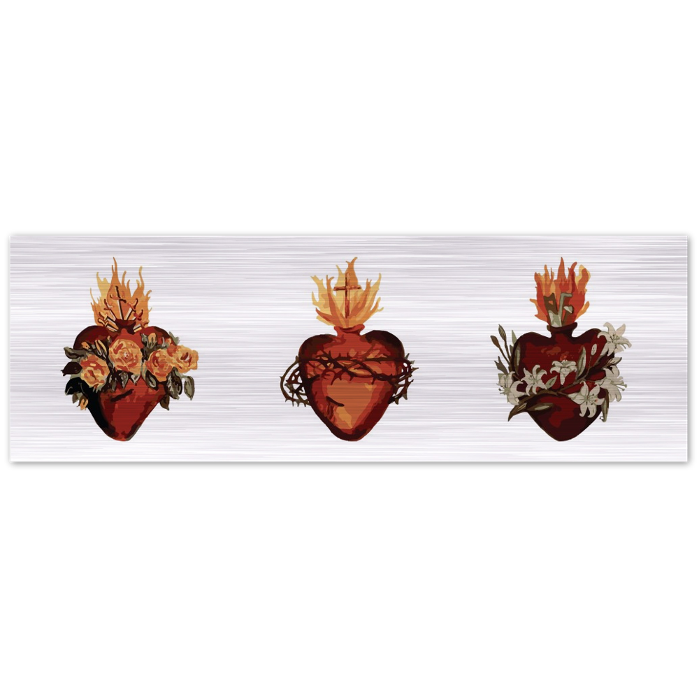 Three Hearts #JMJ horizontal ✠ Brushed #Aluminum #MetallicIcon #AluminumPrint