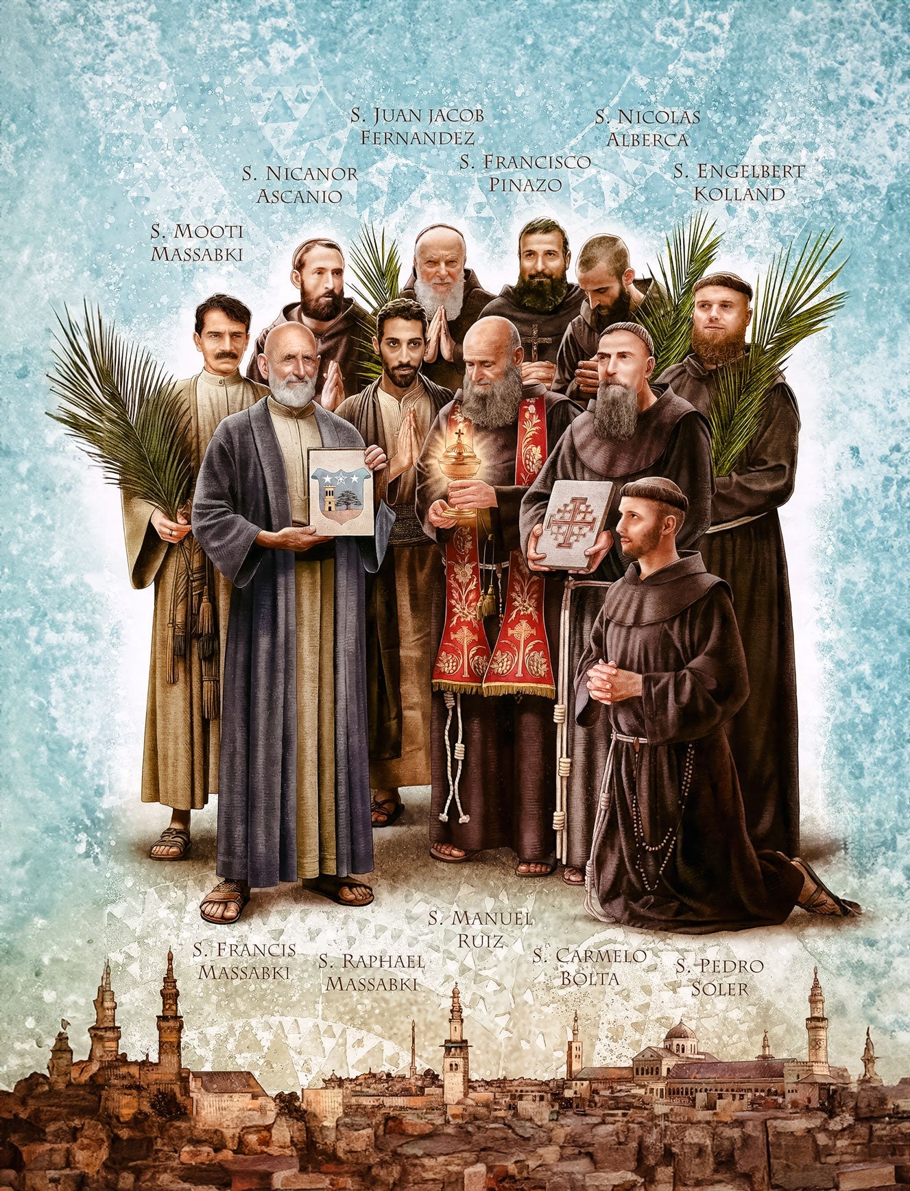 Pearl Print - Martyrs of Damascus Icon - Silver Icon of Massabki Brothers & Companions