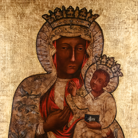 Black Madonna of Częstochowa - Brushed Aluminum Icon