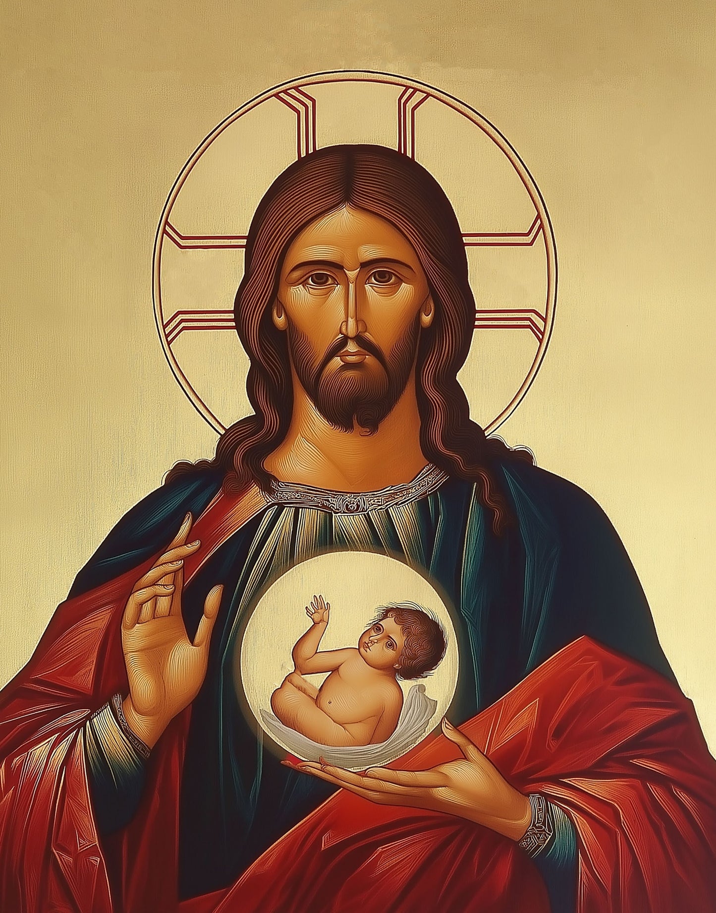 Christ, Creator of Life Icon Brushed Aluminum Pro-Life