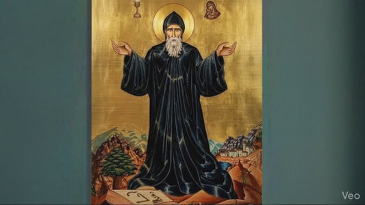 Saint Charbel Makhlouf Icon on Brushed Aluminum Plaque – Maronite Hermit of Prayer, Miracles, and Eucharistic Devotion