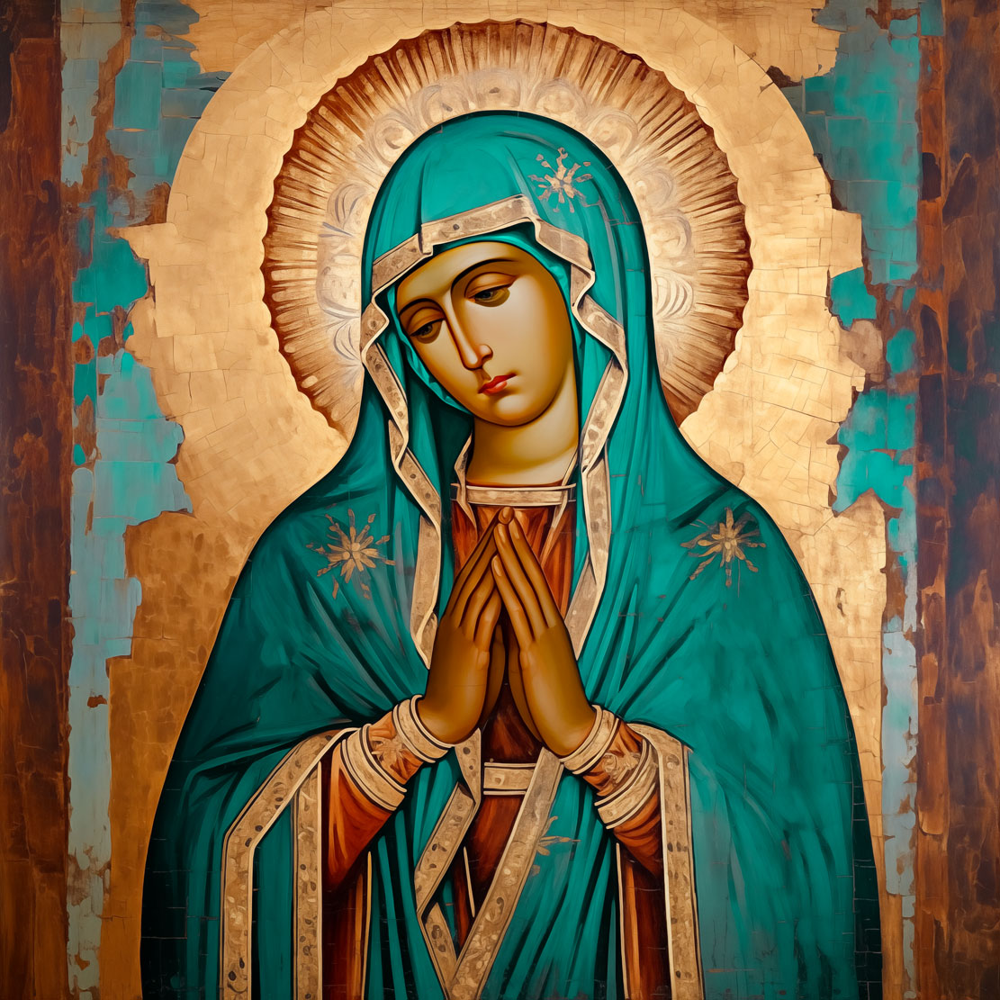 Pearl Print - Our Lady of Guadalupe Easternized Theotokos Icon наша леди Гваделупская (Gvadelupskaya)