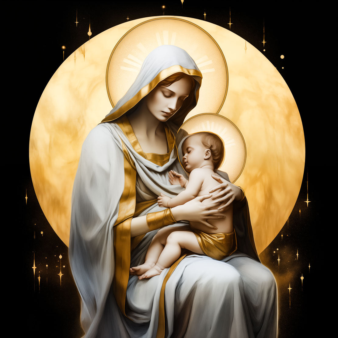 Pearl Print - Our Lady and Divine Child - Icon