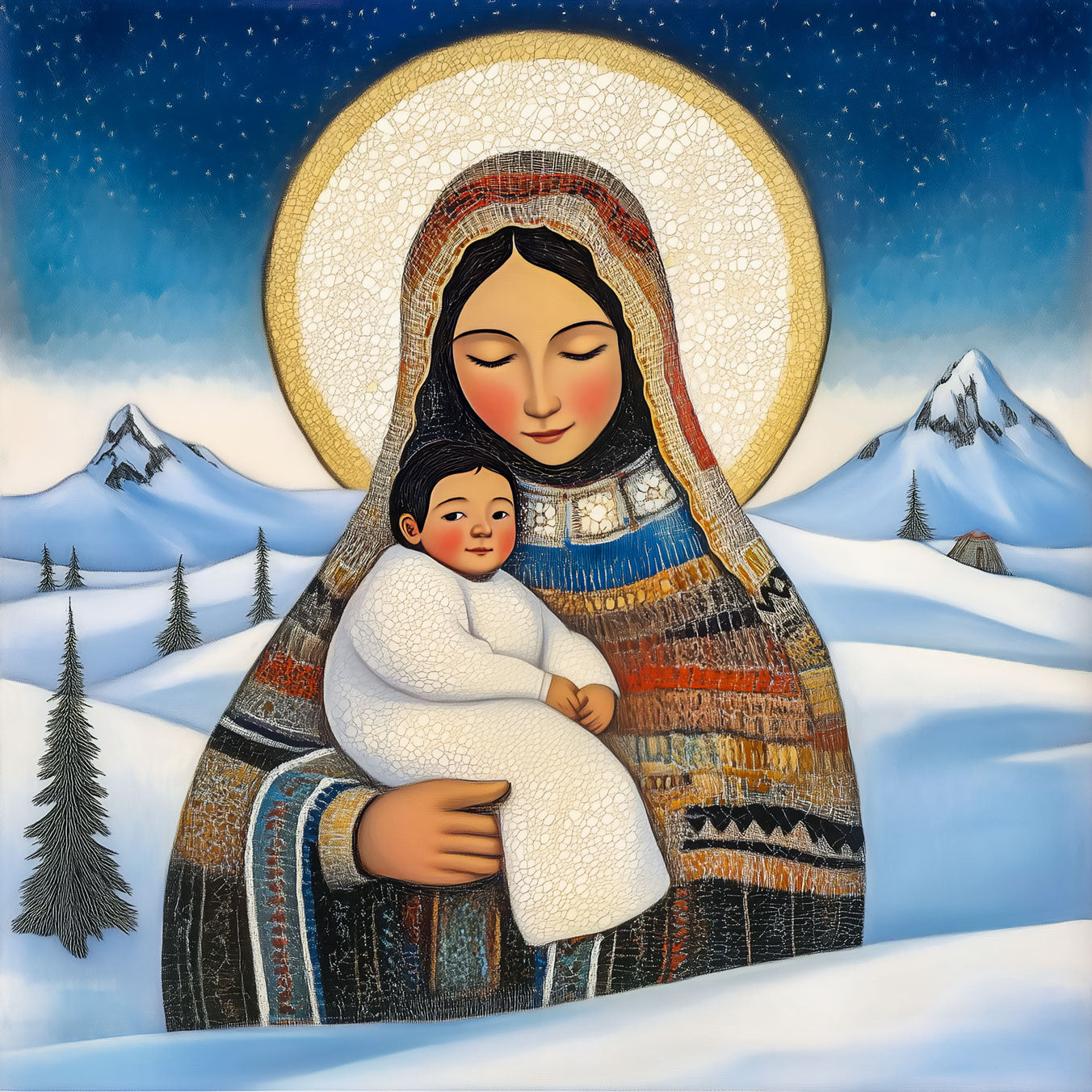 Our Lady of the Arctic Snows Brushed Aluminum Icon