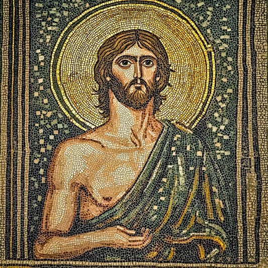 Pearl Print - St John the Baptist Forerunner - Ancient Roman Mosaic - Print Portrait