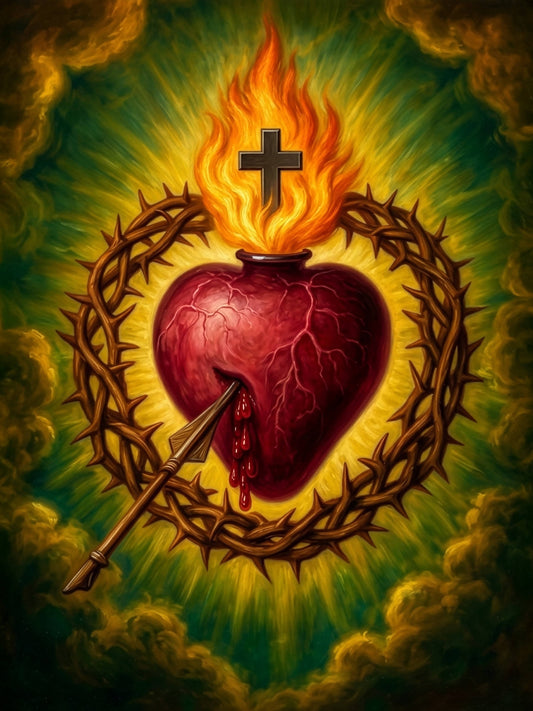Sacred Heart of Jesus - Traditional Catholic Image on Ceramic Tile (6×8)