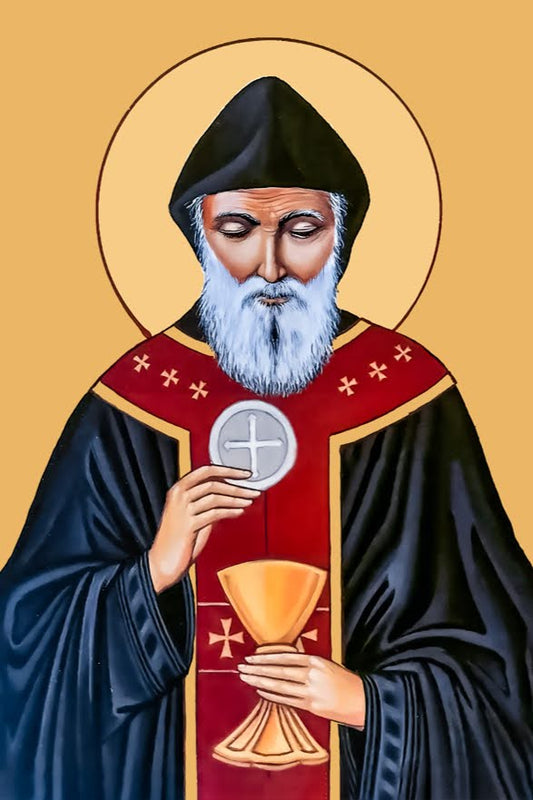 St Charbel, fragrant incense from the cedars of Lebanon Wood Icon Plaque