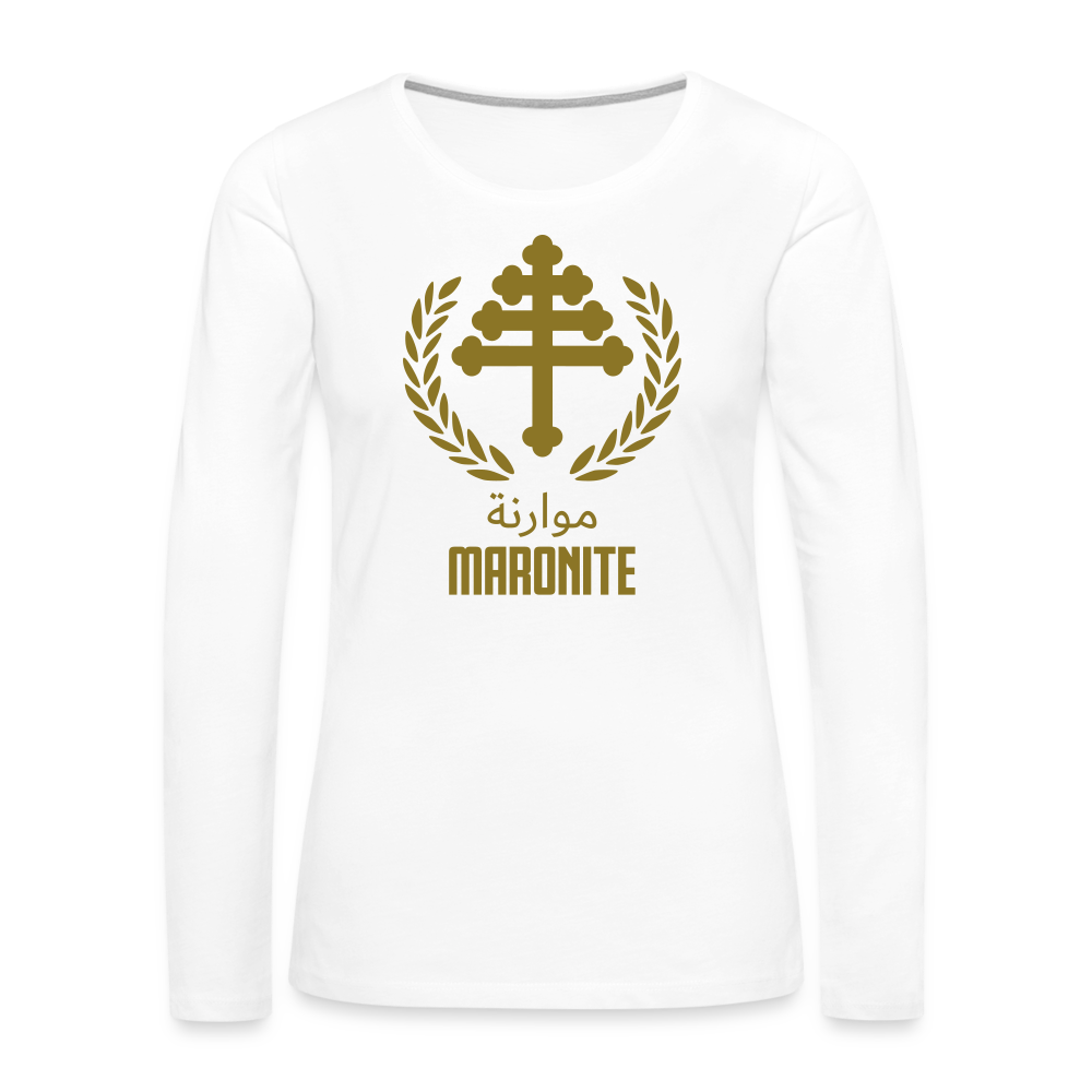 Maronite Cross Emblema Women's Premium Long Sleeve T-Shirt - white