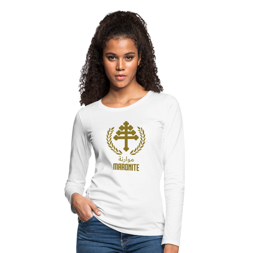 Maronite Cross Emblema Women's Premium Long Sleeve T-Shirt - white
