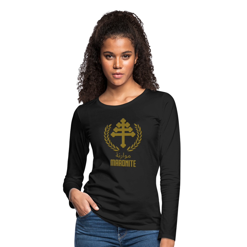 Maronite Cross Emblema Women's Premium Long Sleeve T-Shirt - black