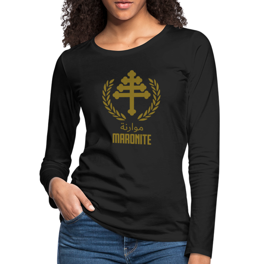 Maronite Cross Emblema Women's Premium Long Sleeve T-Shirt - black
