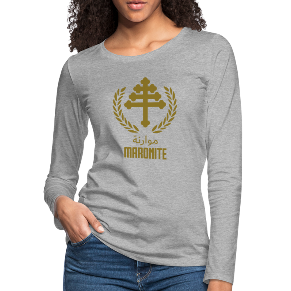 Maronite Cross Emblema Women's Premium Long Sleeve T-Shirt - heather gray