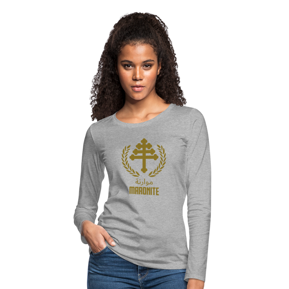 Maronite Cross Emblema Women's Premium Long Sleeve T-Shirt - heather gray