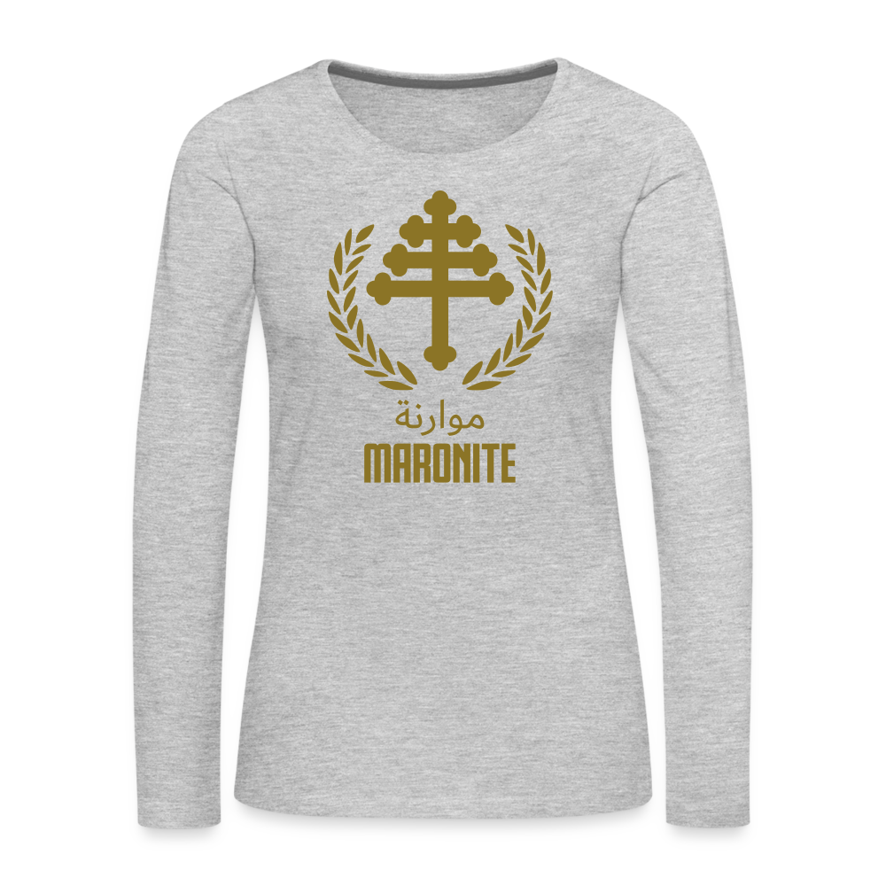 Maronite Cross Emblema Women's Premium Long Sleeve T-Shirt - heather gray