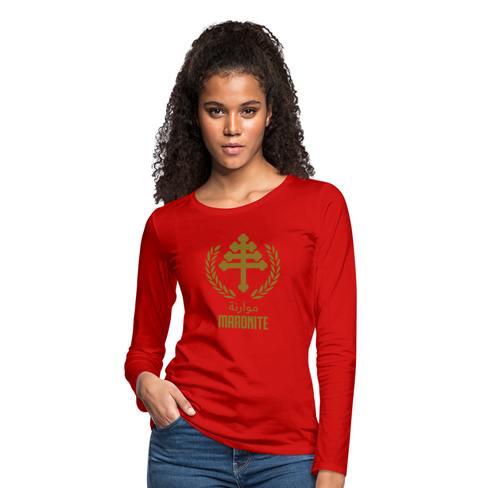 Maronite Cross Emblema Women's Premium Long Sleeve T-Shirt - red