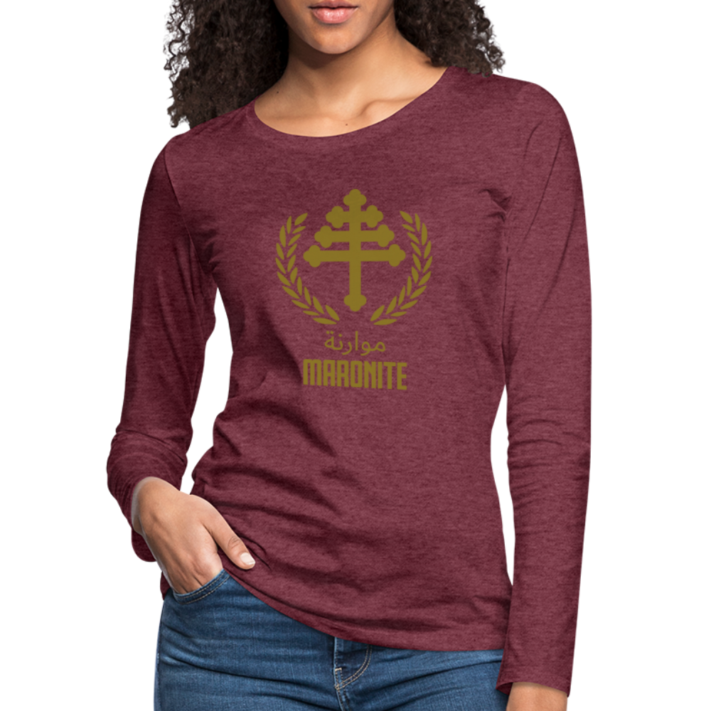 Maronite Cross Emblema Women's Premium Long Sleeve T-Shirt - heather burgundy