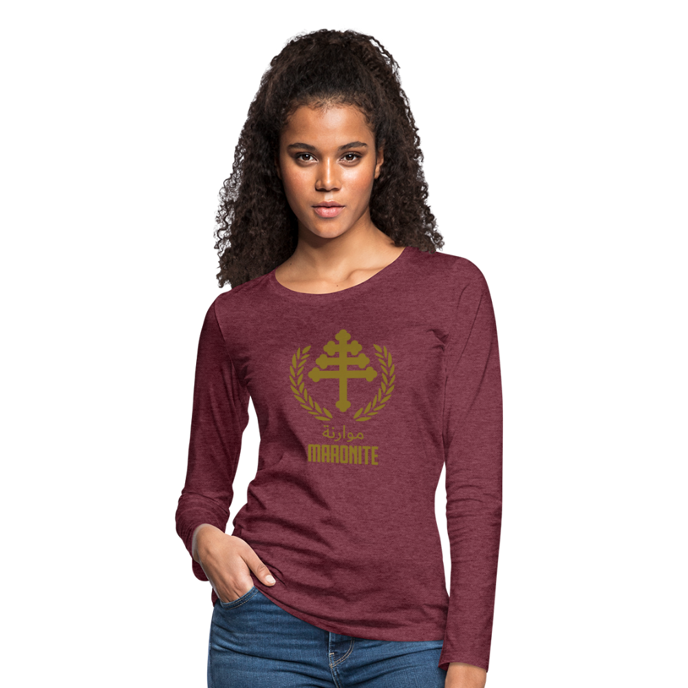 Maronite Cross Emblema Women's Premium Long Sleeve T-Shirt - heather burgundy