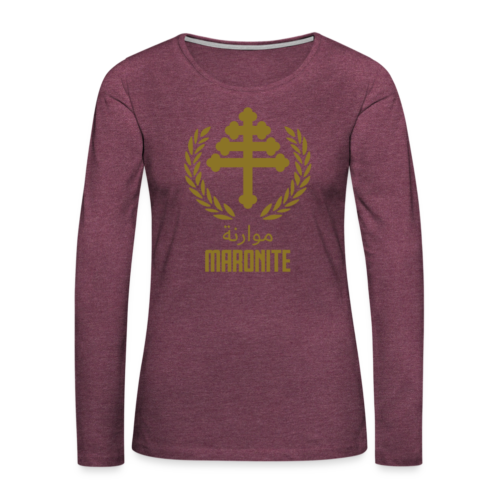 Maronite Cross Emblema Women's Premium Long Sleeve T-Shirt - heather burgundy